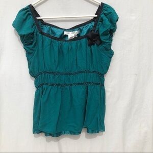 Studio M green 100% silk Blouse,top size Large